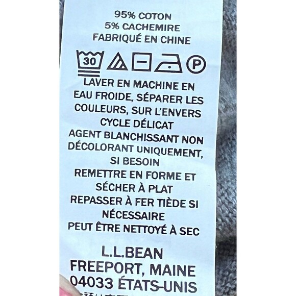 LL Bean Sweater Mens XXL Grey Cotton Cashmere Blend V Neck Pullover Soft  274603 - Picture 8 of 9